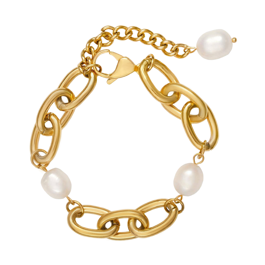 Chunky Cable Chain and Pearl Bracelet