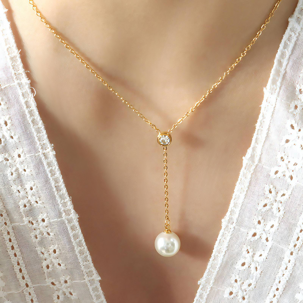 Lariat Pearl Drop Necklace
