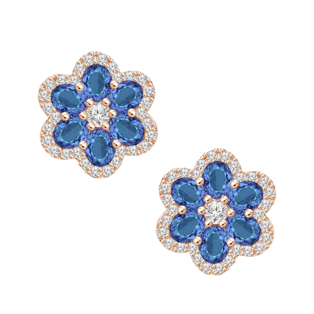 Spring Diamond Flower Stud Earrings