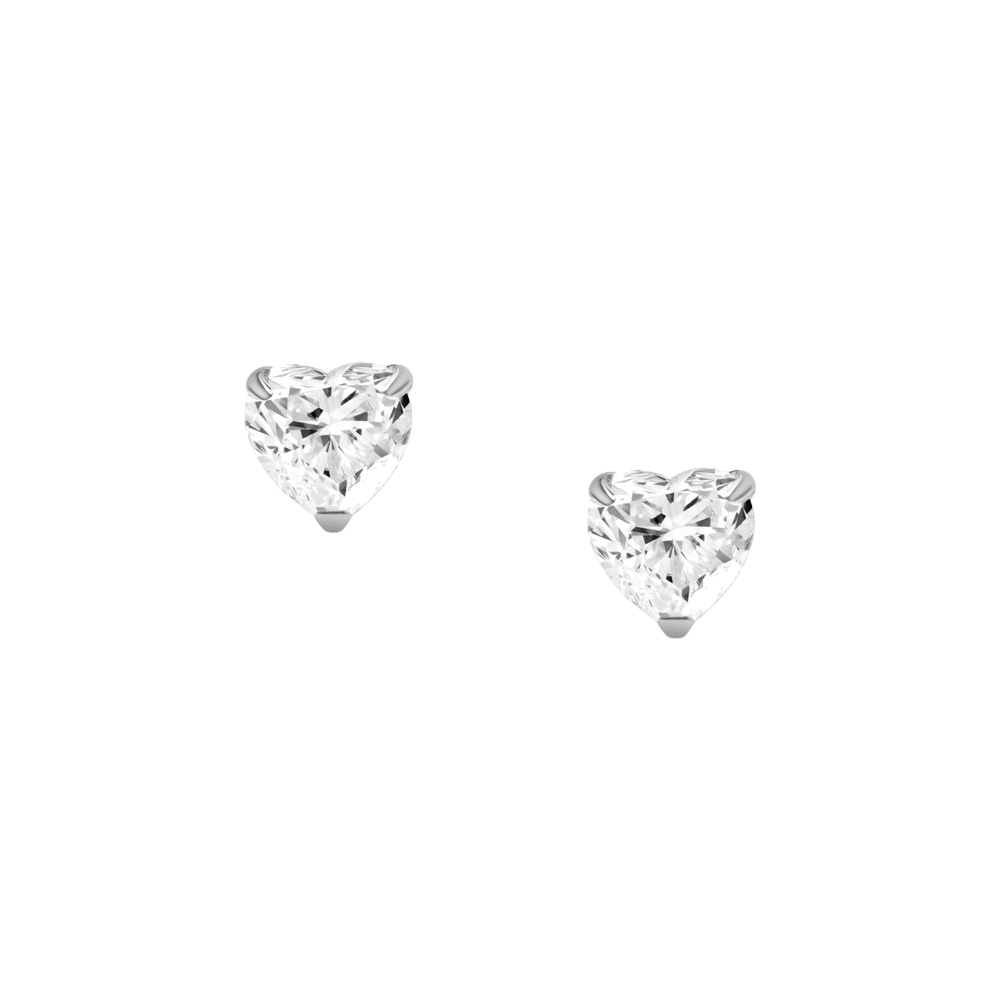 Heart Shaped Solitaire Diamond Studs