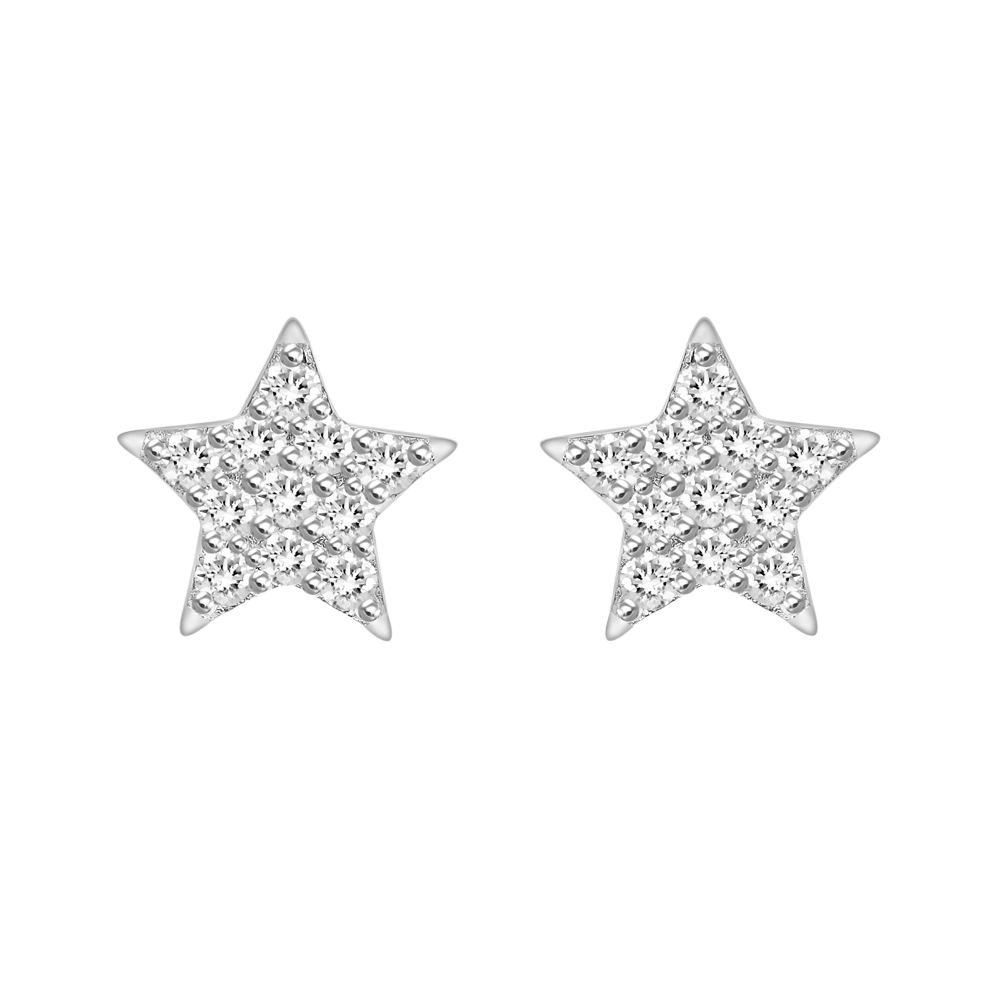 Star Shaped Diamond Stud Earrings