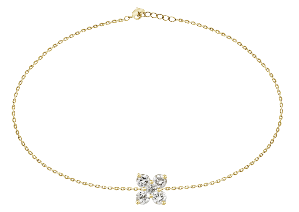 Four Petal Flower Diamond Bracelet