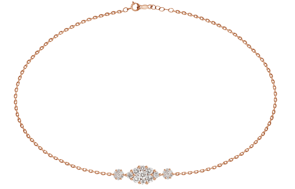 Marquise Shaped Pendant Bracelet with 2 Flowers