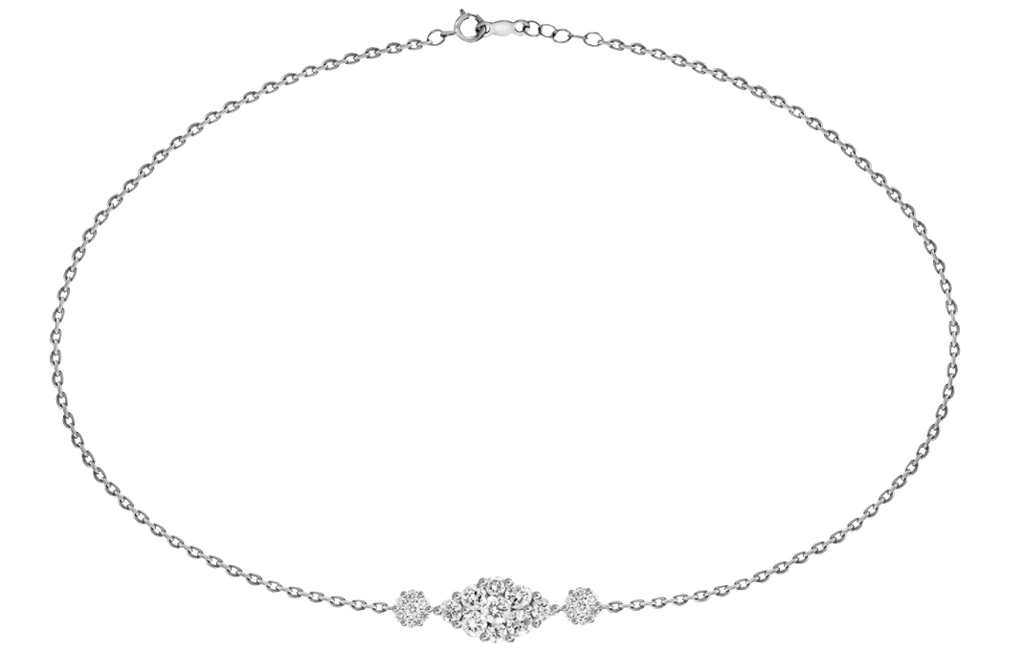 Marquise Shaped Pendant Bracelet with 2 Flowers