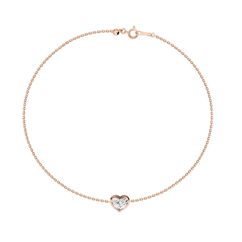 Bezel Set Heart Shaped Diamond Bracelet