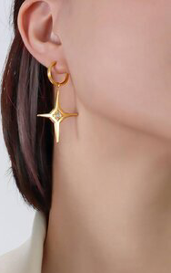 Shining Star Huggie Dangle Earrings