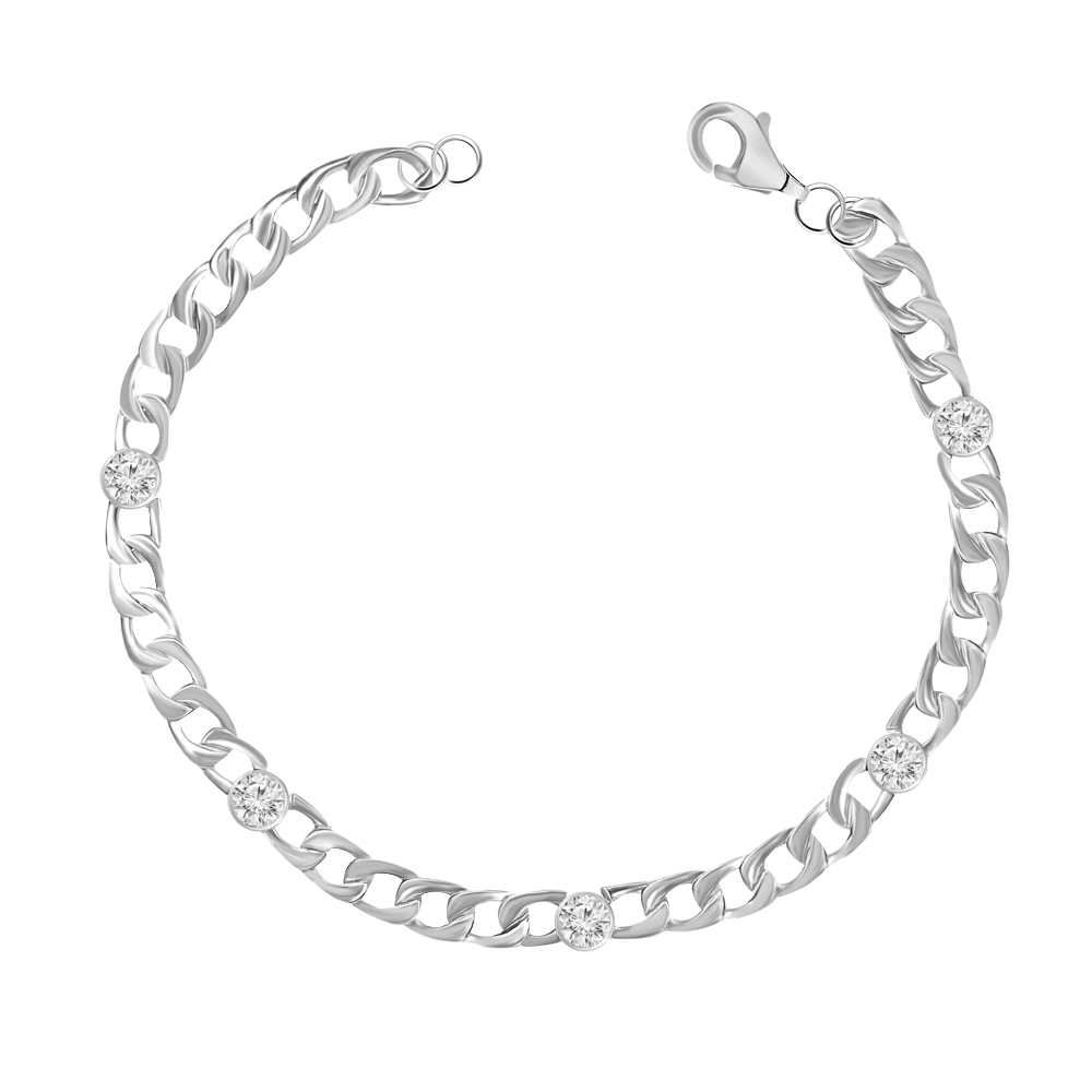Men's Curb Chain Circle Cut Diamonds Bracelet