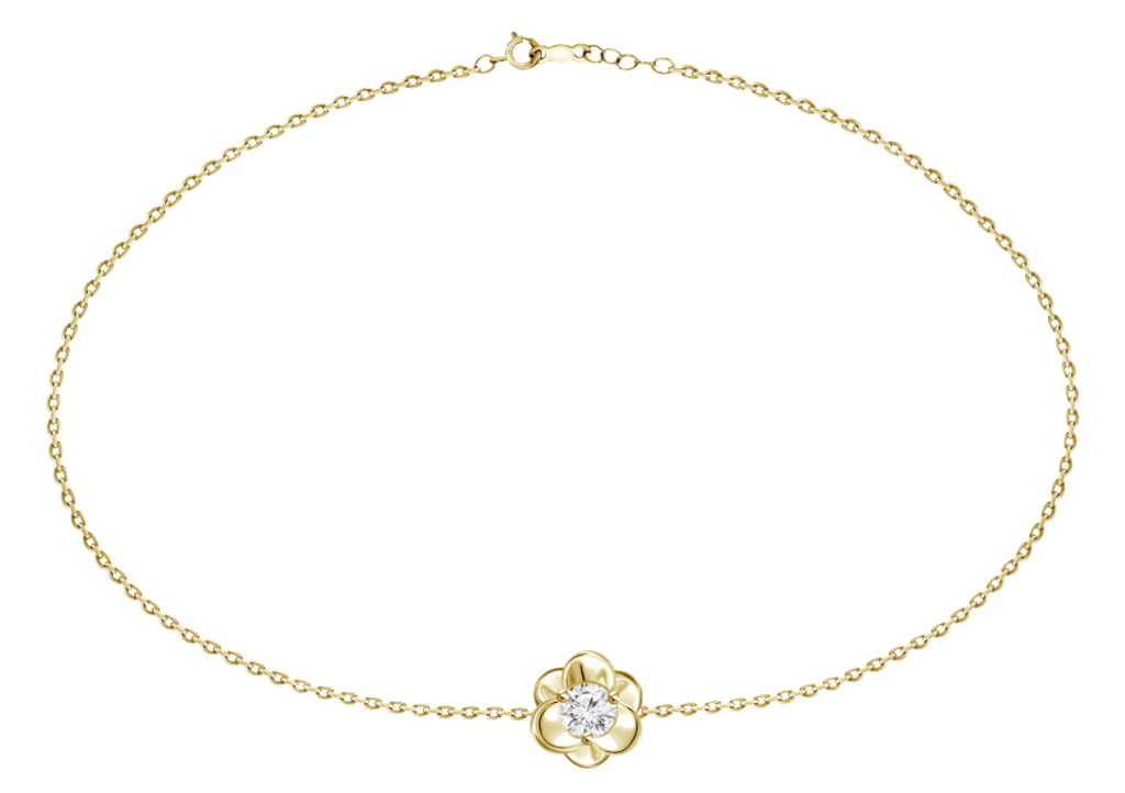 Flower Shaped Bracelet with Single Solitaire Diamond