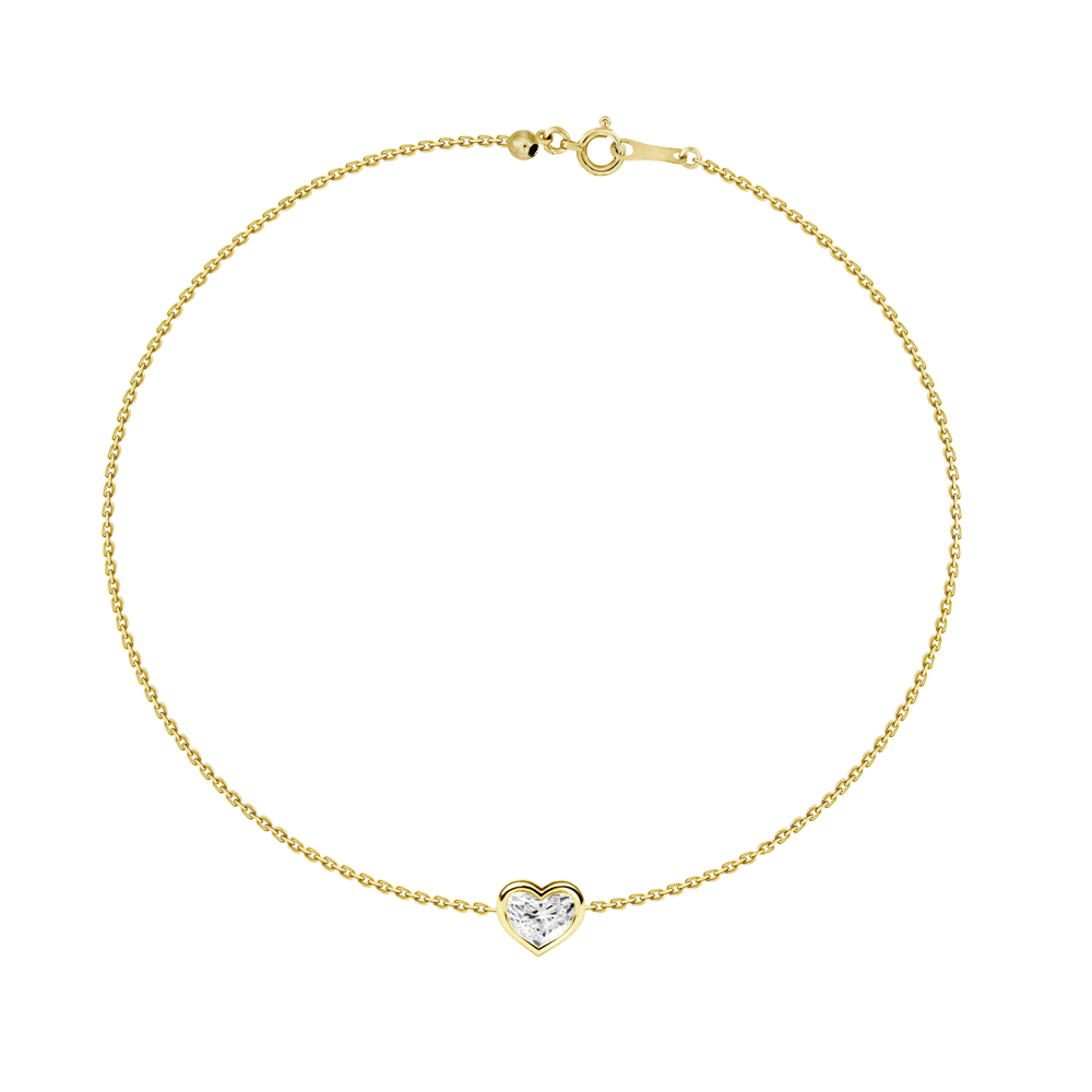 Bezel Set Heart Shaped Diamond Bracelet
