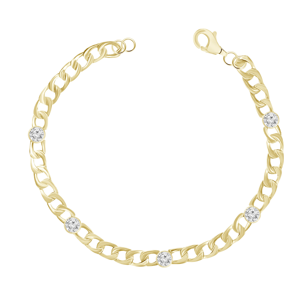 Men's Curb Chain Circle Cut Diamonds Bracelet