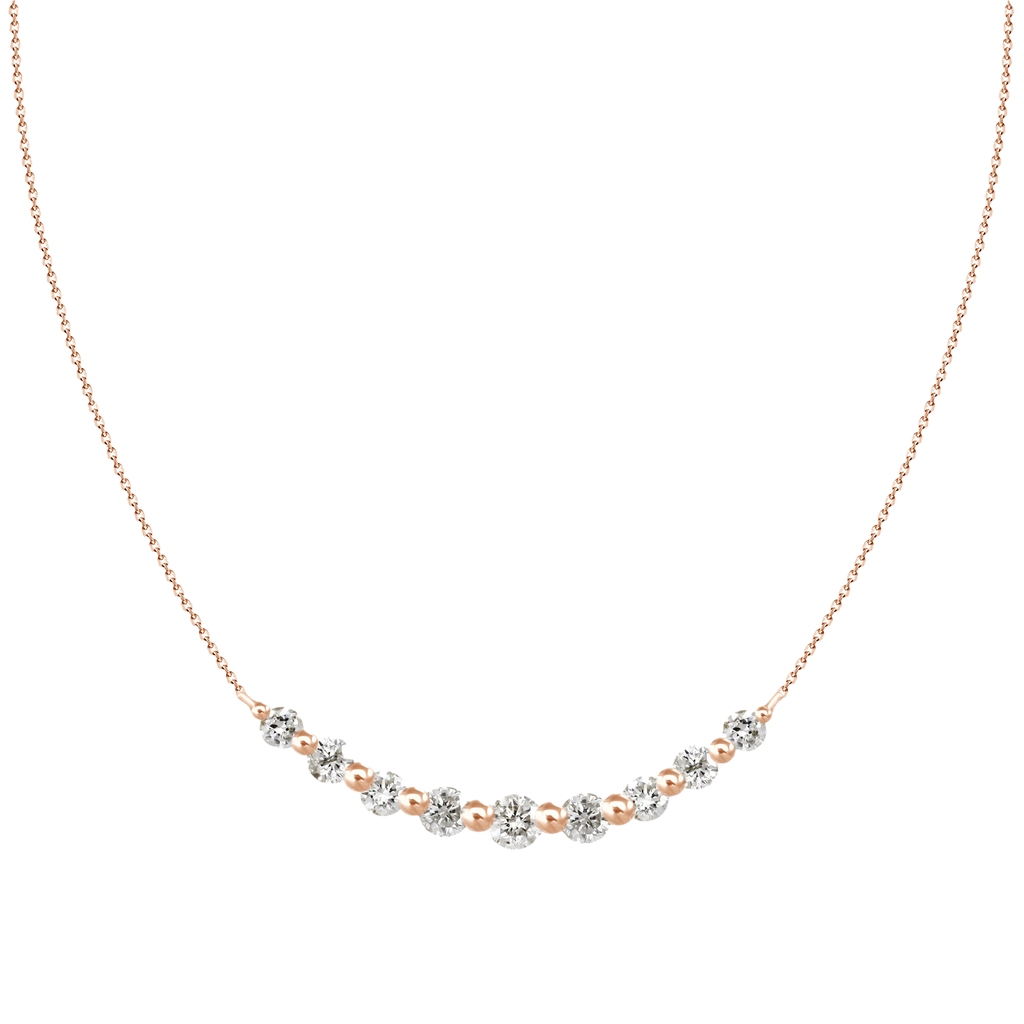 Diamonds and Gold Beads Necklace