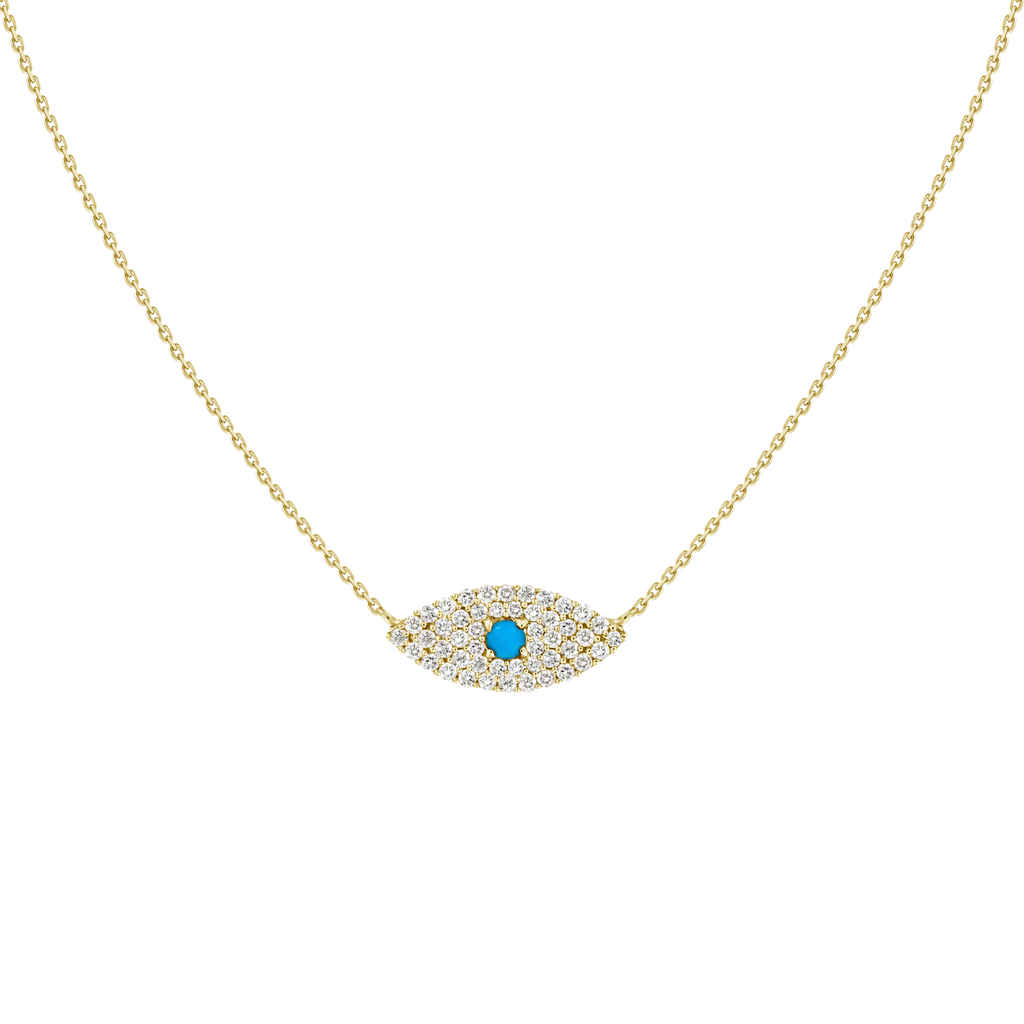 Eye Diamond Necklace with Turquoise Stone