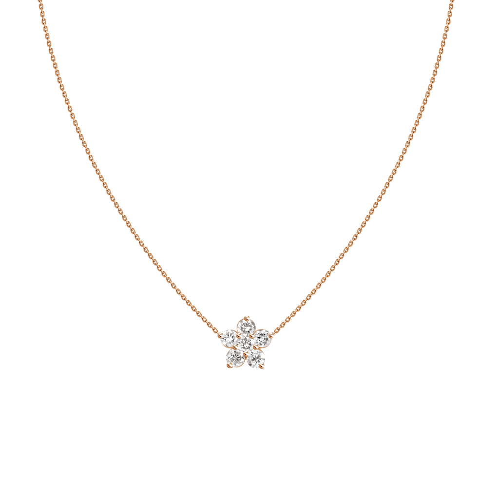 Five Petal Flower Diamond Necklace