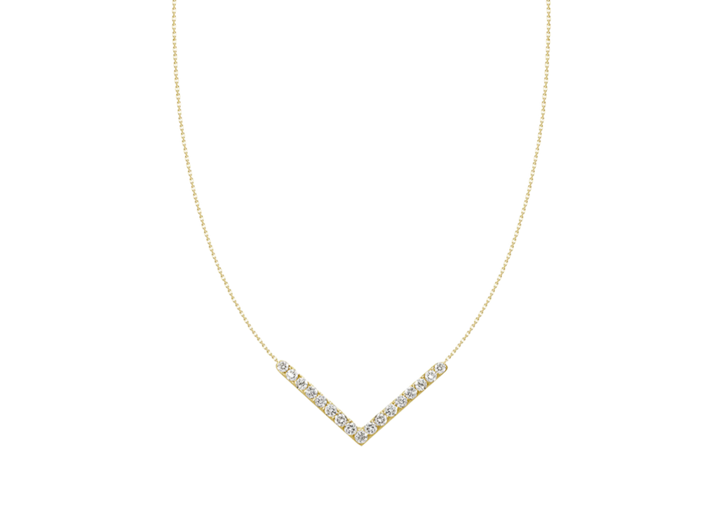 V-Shaped Gold Bar Pendant Necklace