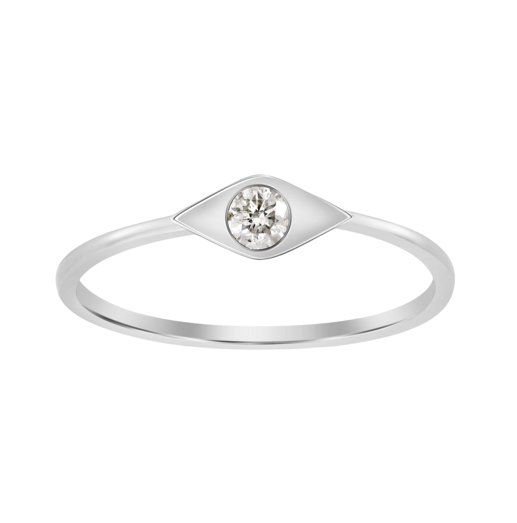 Eye Shaped Ring with Solitaire Diamond