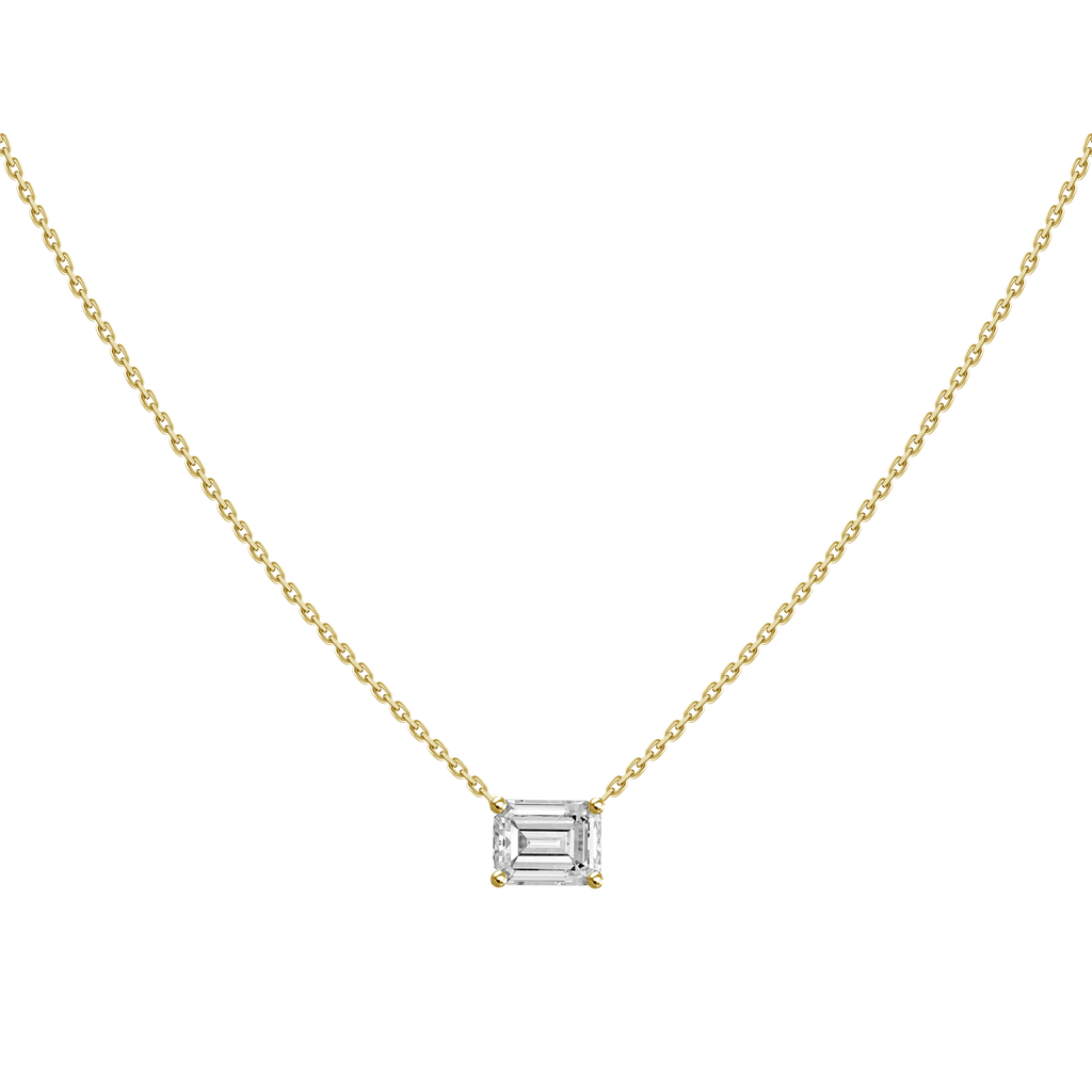 Emerald Shaped Diamond Pendant Necklace