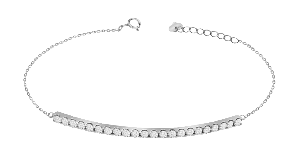 Diamond Gold Curve Bar Bracelet with Pave' Setting