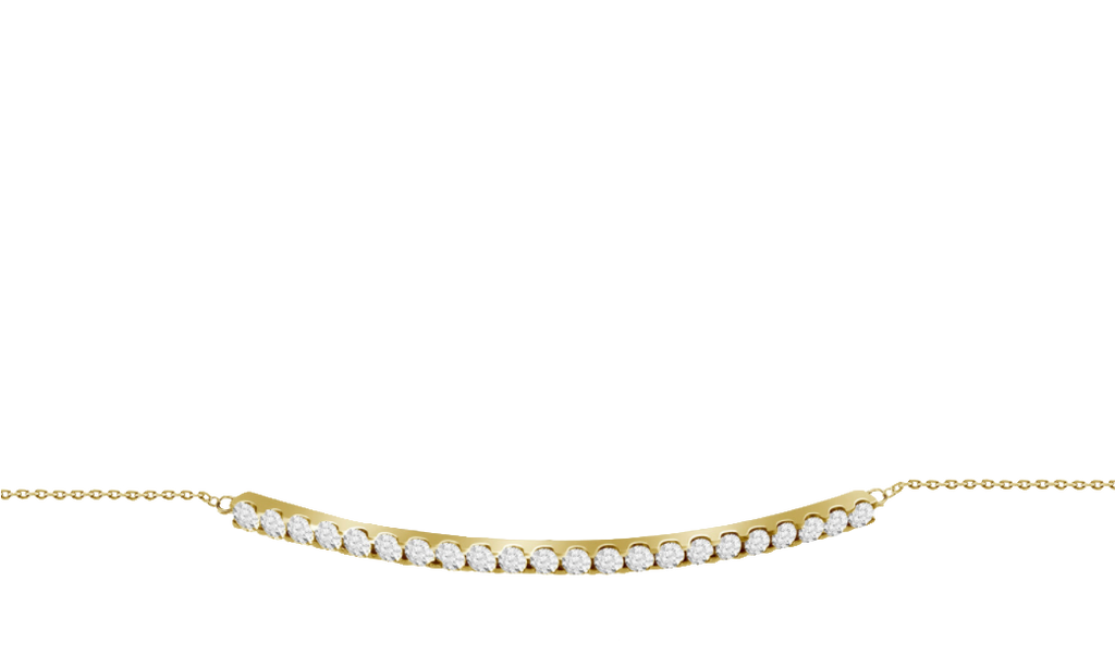 Diamond Gold Curve Bar Bracelet with Pave' Setting