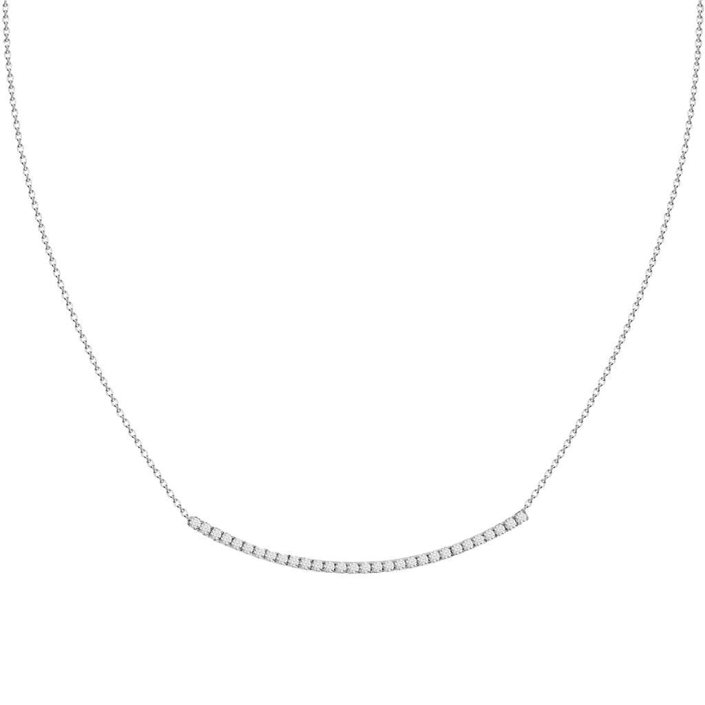 Diamond Gold Curve Bar Necklace