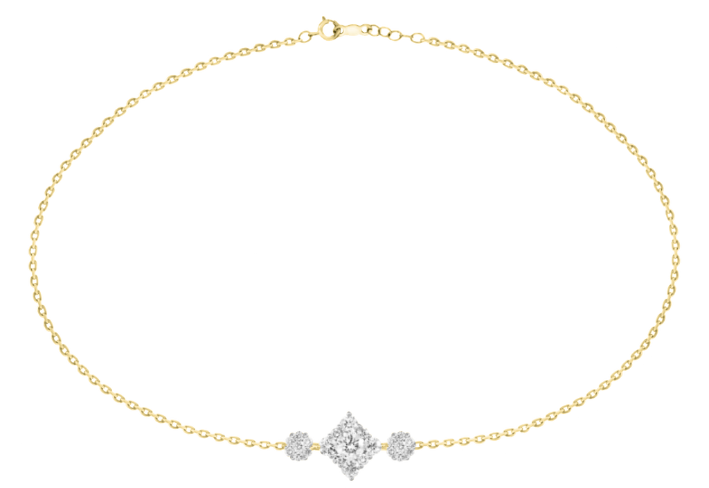 Diamond Pendant Bracelet with Two Flowers