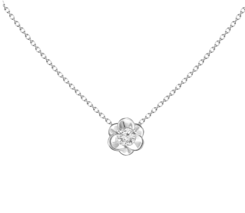 Gold Flower Necklace with Single Solitaire Diamond