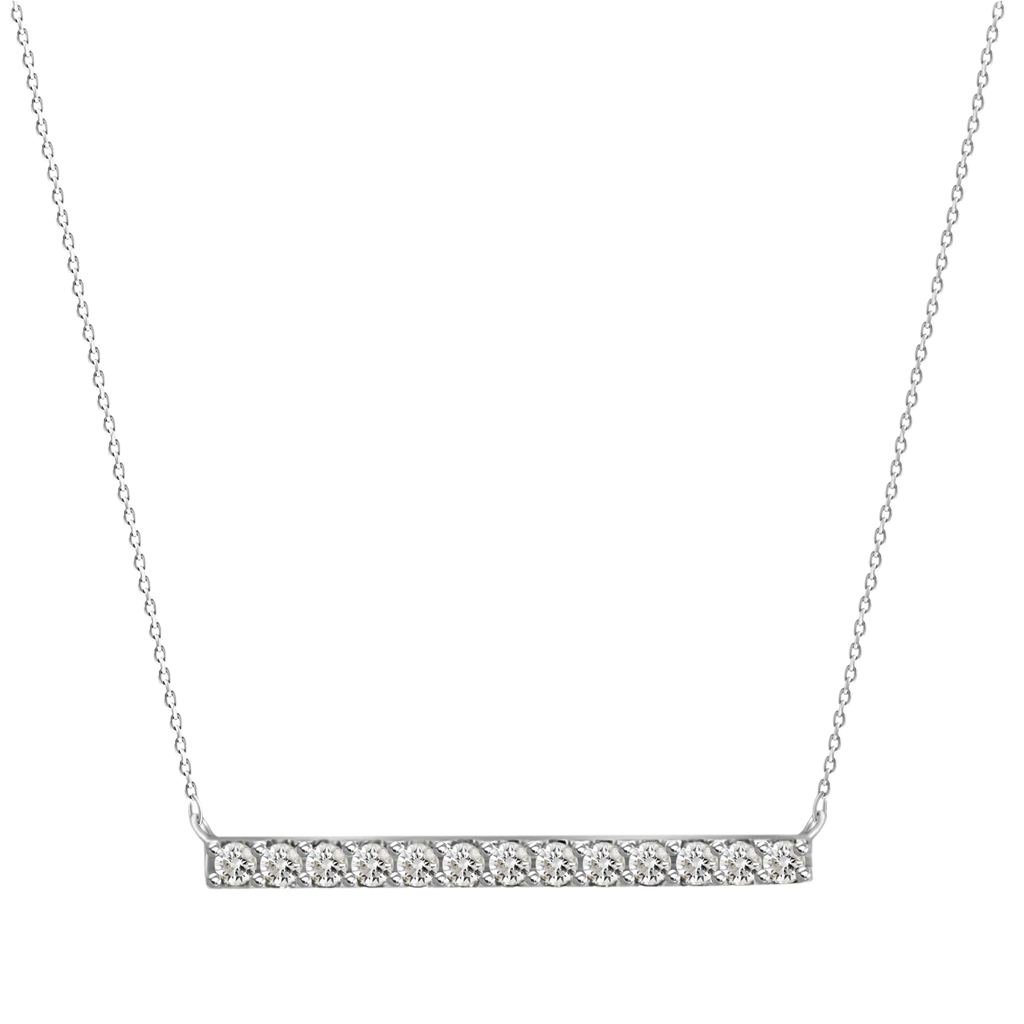 13 Diamond Horizontal Gold Bar Necklace