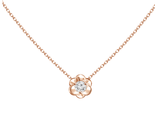 Gold Flower Necklace with Single Solitaire Diamond