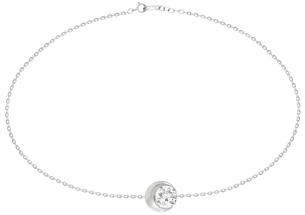 Half Moon Diamond Solitaire Pendant Bracelet